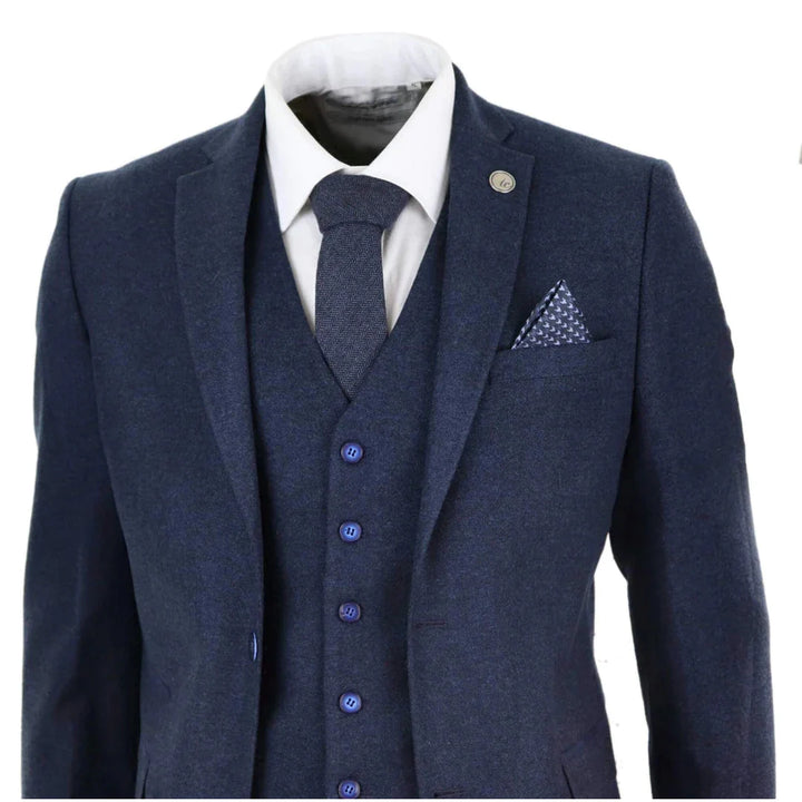 Mens Navy-Blue Wool Suit