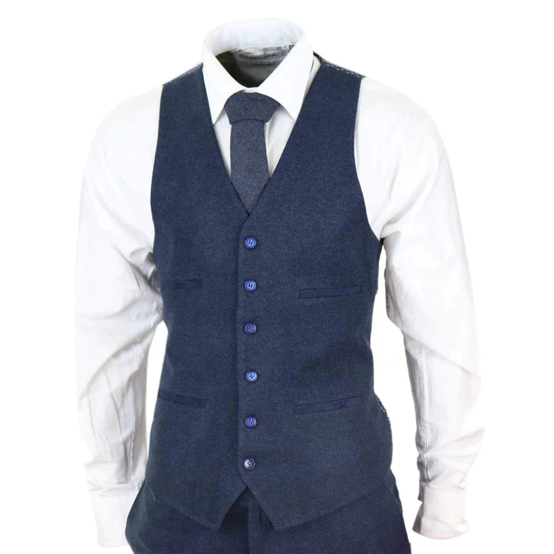 Mens Navy-Blue Wool Suit