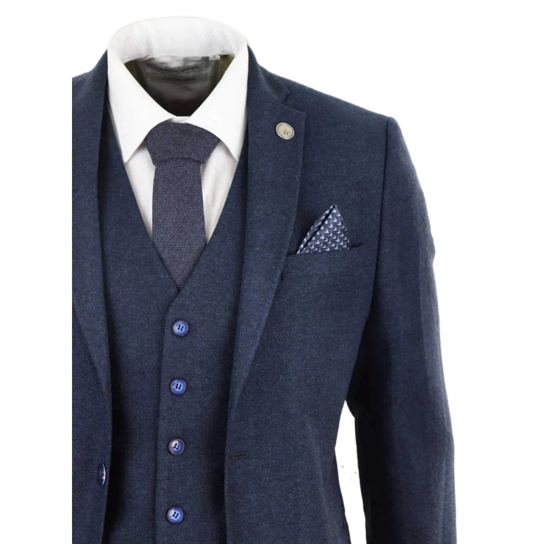 Mens Navy-Blue Wool Suit