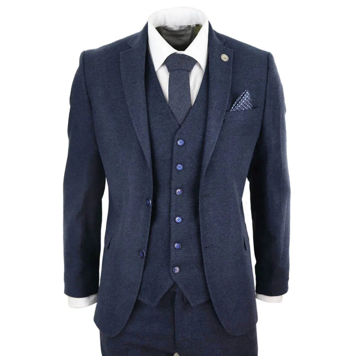 Mens Navy-Blue Wool Suit