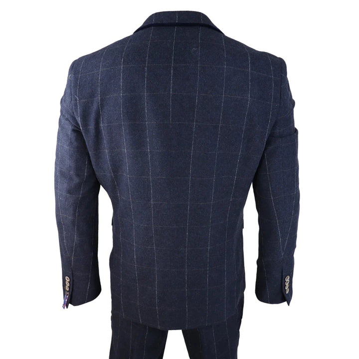 Cavani - 3 Piece Navy Check Suit