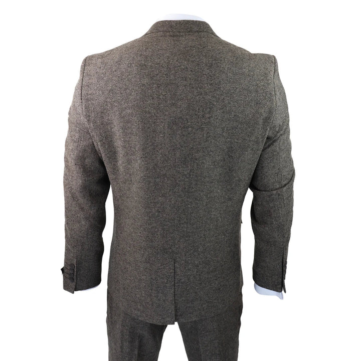 Mens Oak Brown 3 Piece Suit With Double Breasted Waistcoat