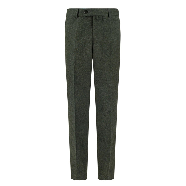 Mens Grey Charcoal Tweed Herringbone Wool Trousers