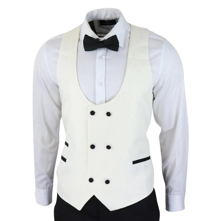 Mens Paisley Ivory Tuxedo Blazer & Waistcoat Brocade