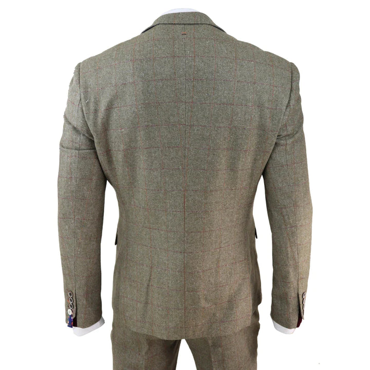 Cavani - Sage Green 3 Piece Tweed Suit