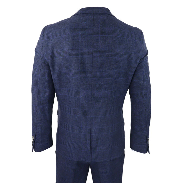 Harry Brown - Mens Classic Navy Tweed Suit 3 Piece Vintage
