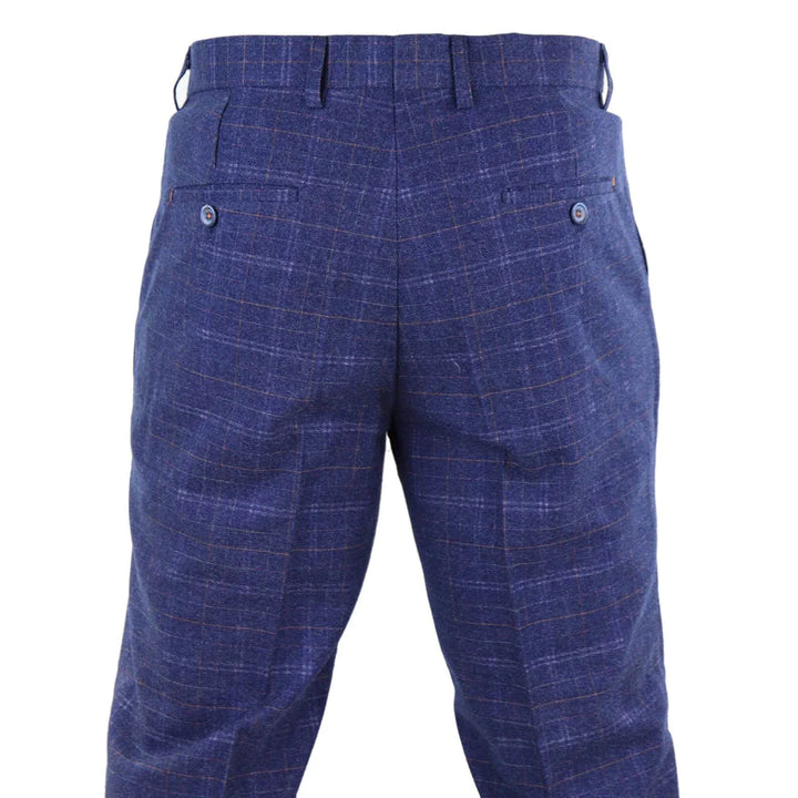 Mens Tweed Wool Check Vintage 1920s Classic Tailored Fit Trousers Regular Length