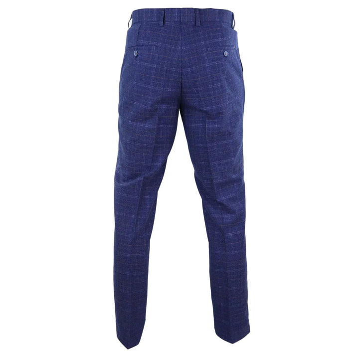 Mens Tweed Wool Check Vintage 1920s Classic Tailored Fit Trousers Regular Length