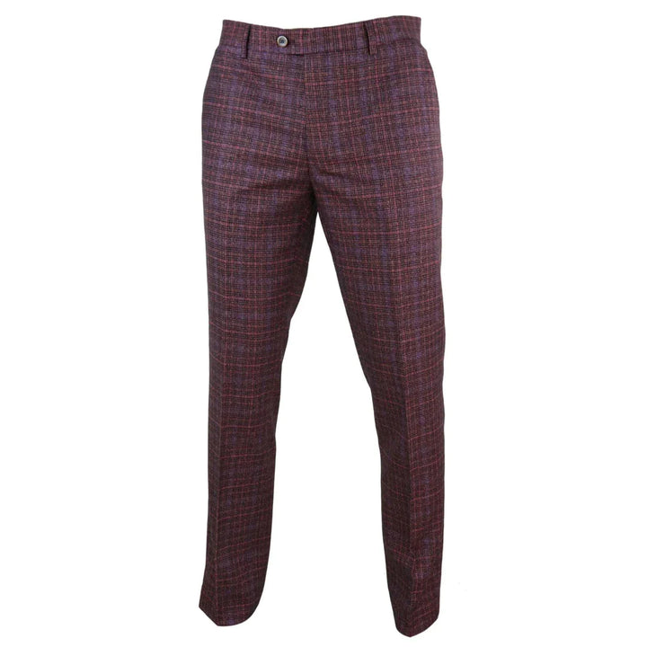 Mens Tweed Wool Check Vintage 1920s Classic Tailored Fit Trousers Regular Length
