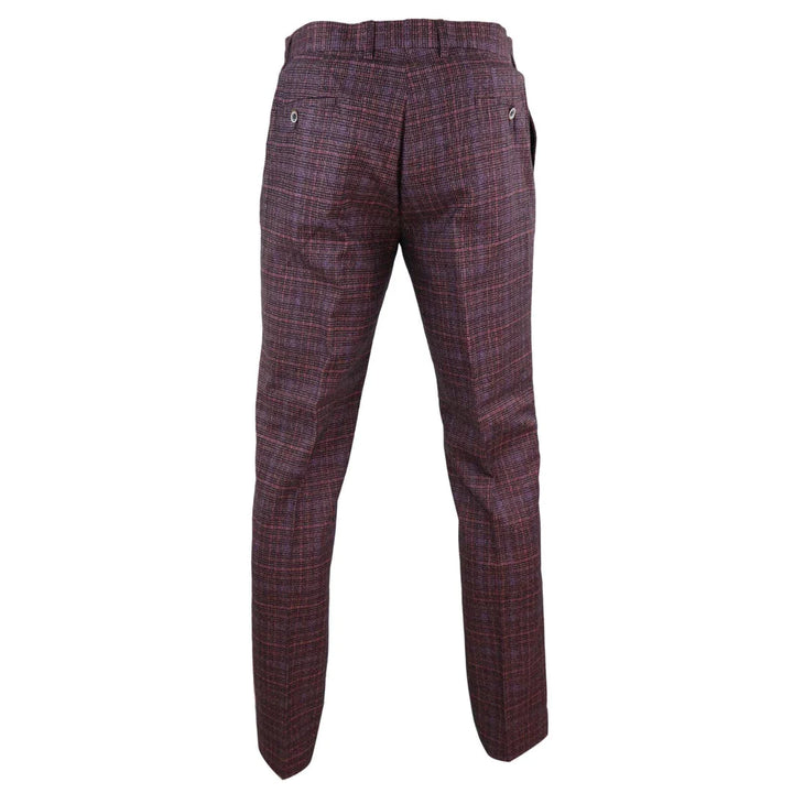 Mens Tweed Wool Check Vintage 1920s Classic Tailored Fit Trousers Regular Length