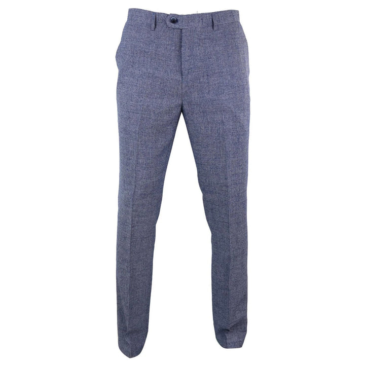 Mens Tweed Wool Check Vintage 1920s Classic Tailored Fit Trousers Regular Length