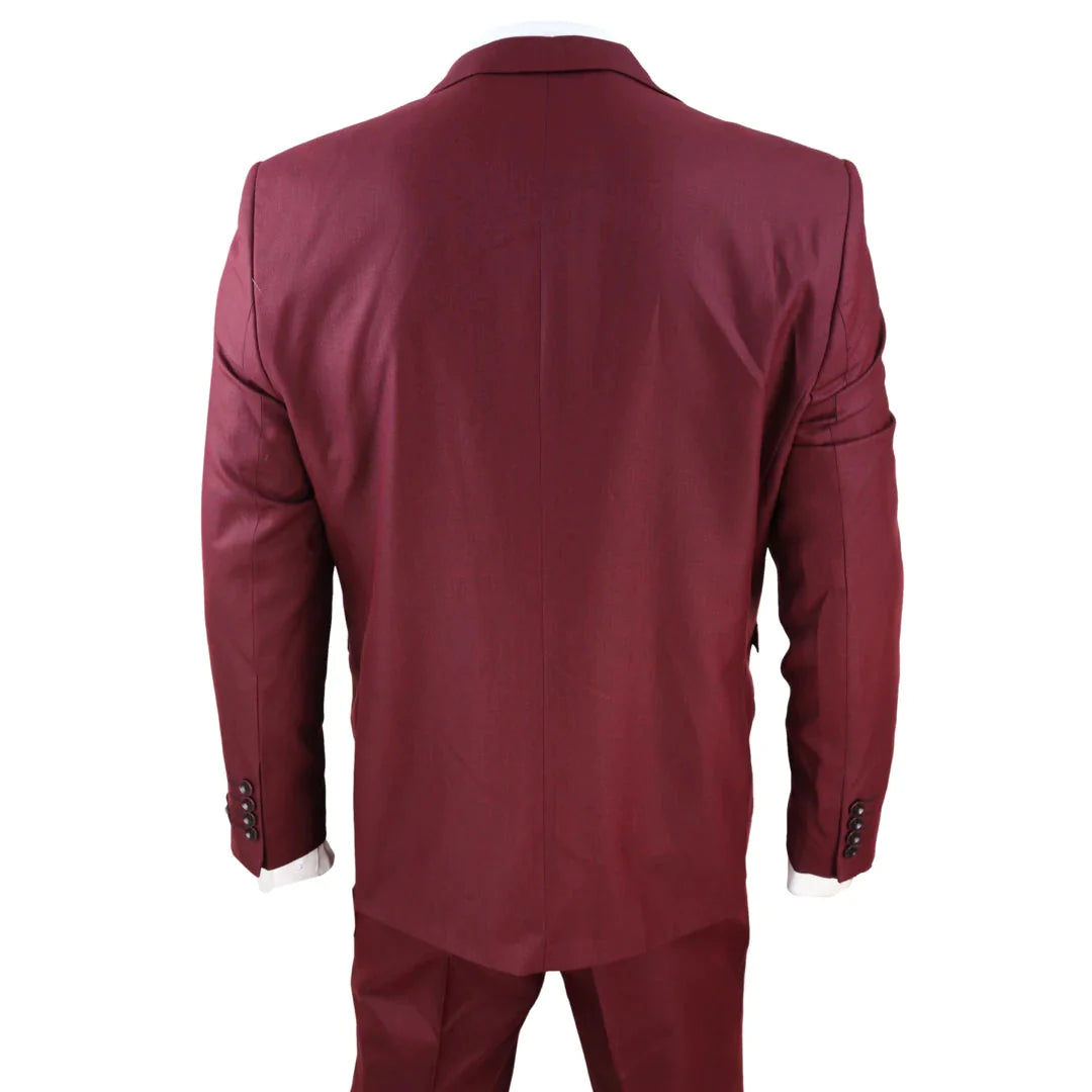 Mens Wine 3 Piece Suit