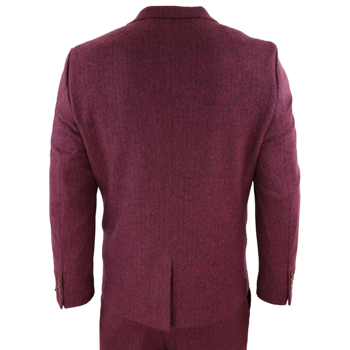 Tru Clothing - 3 Piece Wine Herringbone Suit