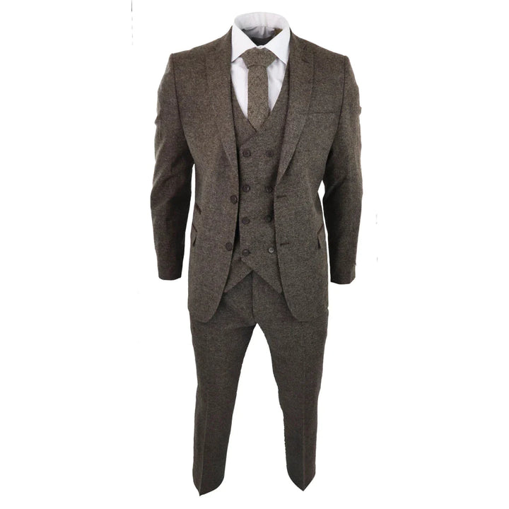 Tru Clothing - 3 Piece Brown Suit with Double Breast Waistcoat