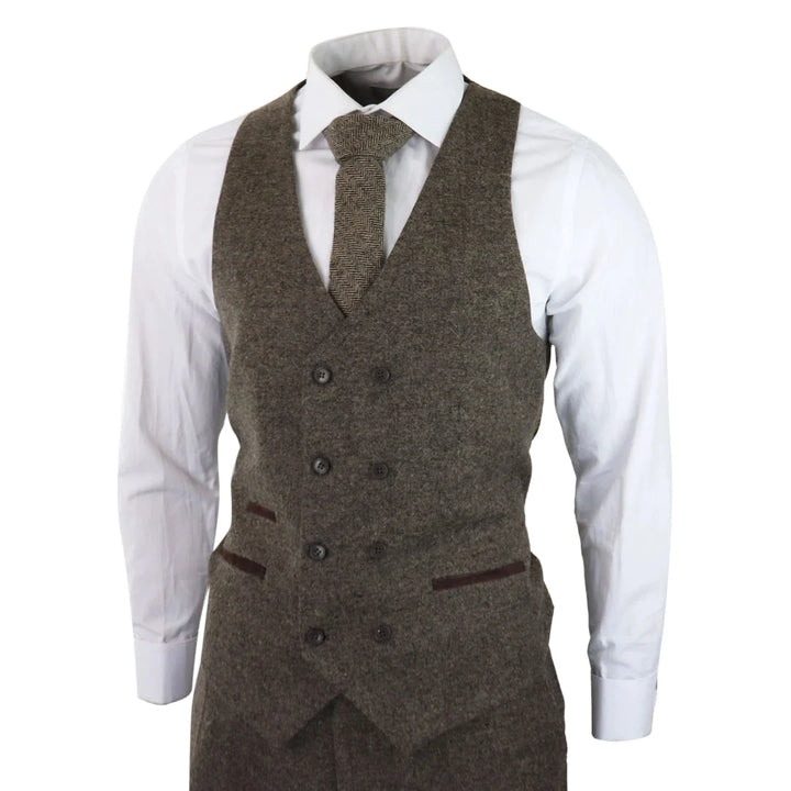 Tru Clothing - 3 Piece Brown Suit with Double Breast Waistcoat