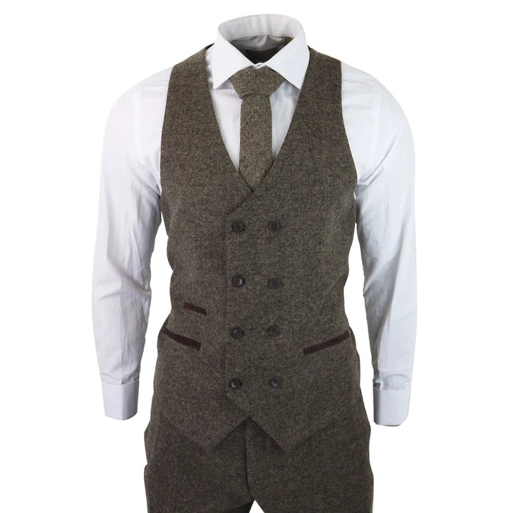 Tru Clothing - 3 Piece Brown Suit with Double Breast Waistcoat