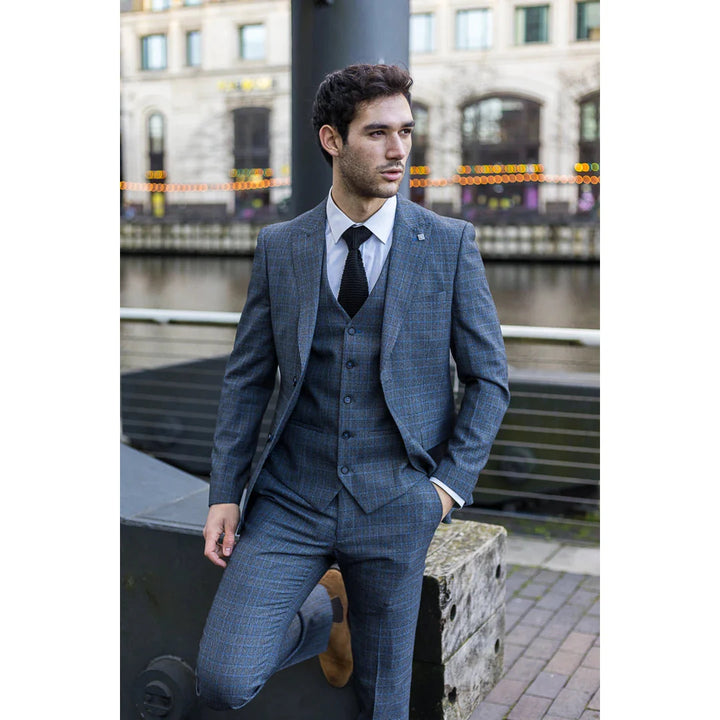 Paul Andrew - Mens 3 Piece Tailored Fit Prince Of Wales Tweed Suit