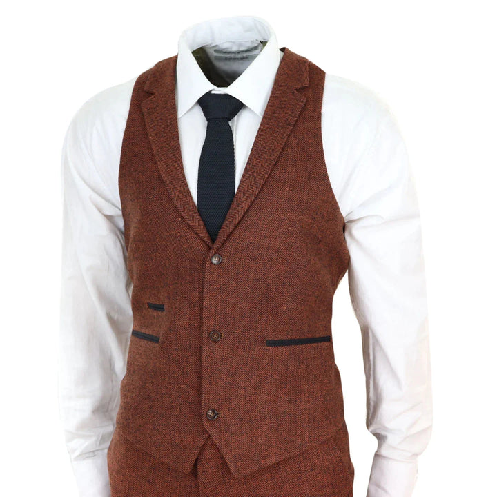 Tru Clothing - 3 Piece Rust Herringbone Suit