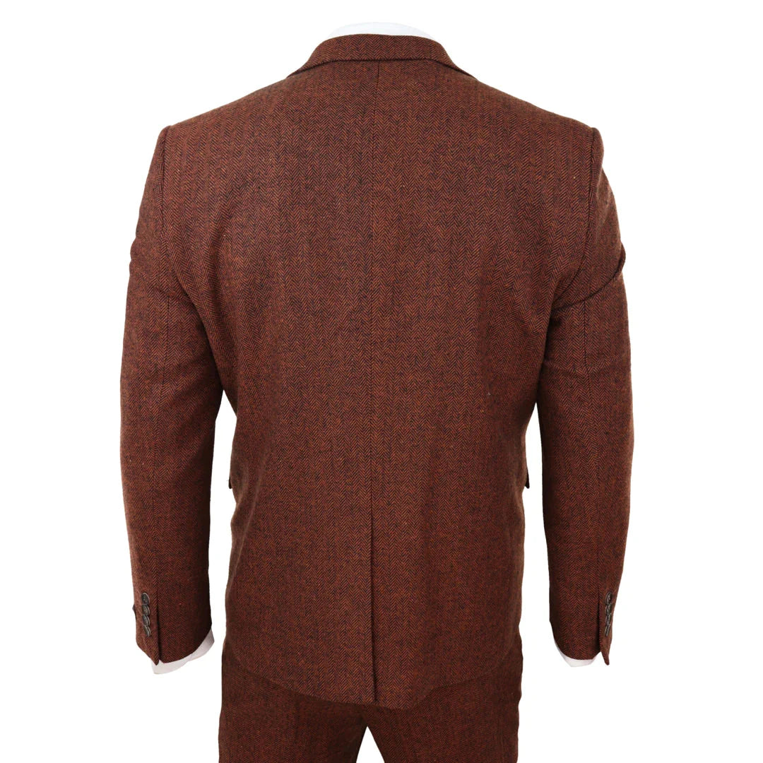 Tru Clothing - 3 Piece Rust Herringbone Suit