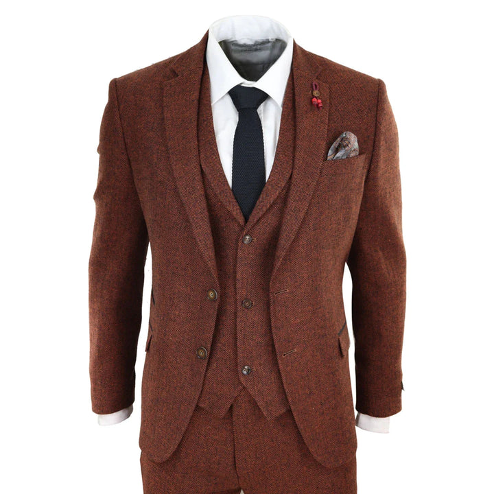 Tru Clothing - 3 Piece Rust Herringbone Suit