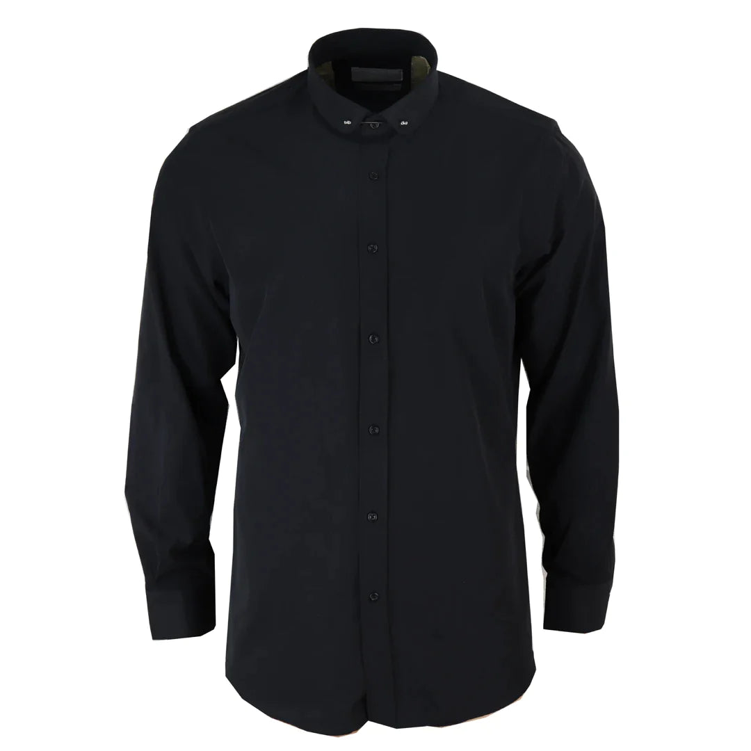 Mens Club Collar Shirt With Bar Poplin Pin White Black – Brightmen & Sons